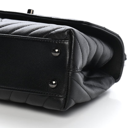 Chanel Caviar Chevron Quilted Mini Coco Handle Flap So Black 9 of 10