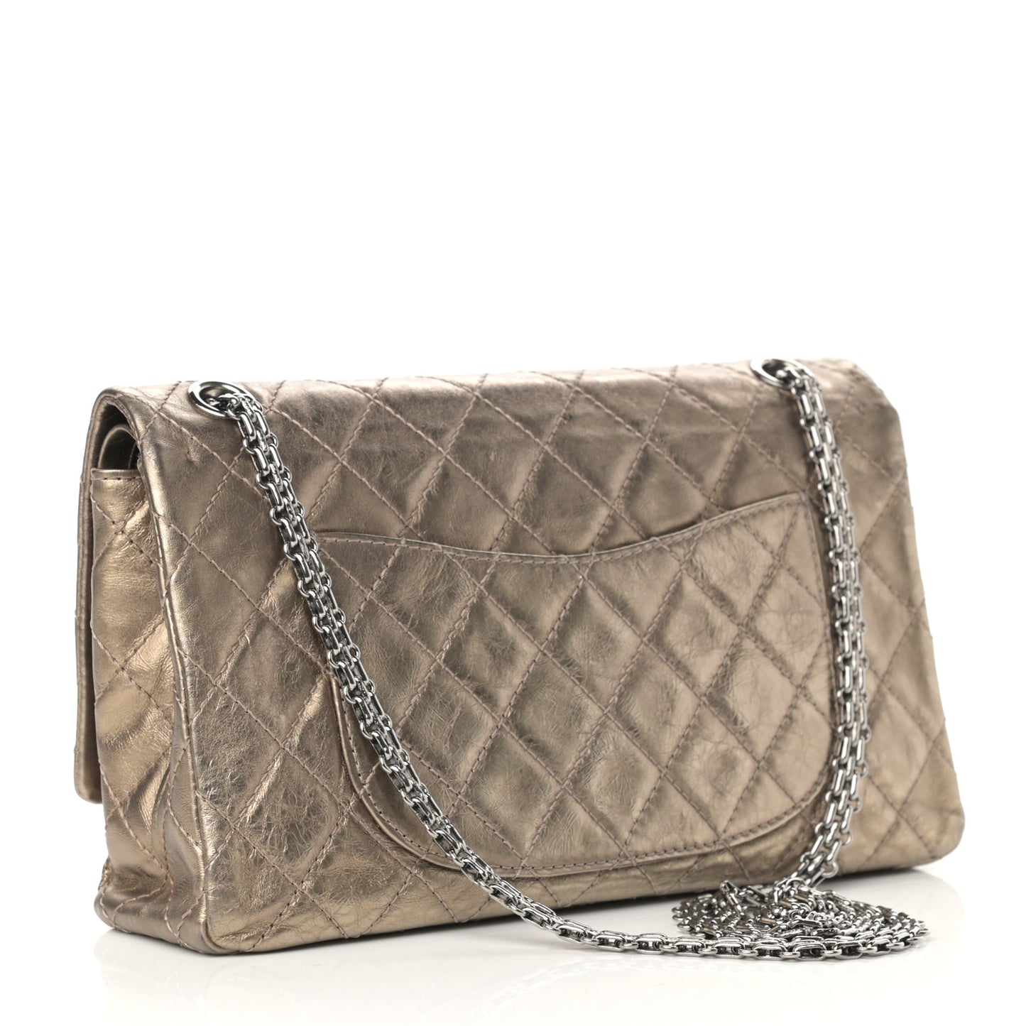 Metallic Aged Calfskin Quilted 2.55 Reissue 227 Flap Gold