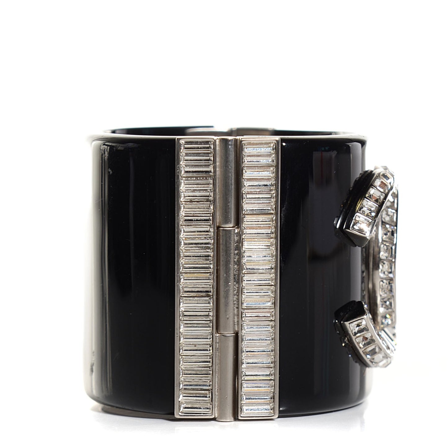 Resin Crystal Baguette CC Wide Cuff Black