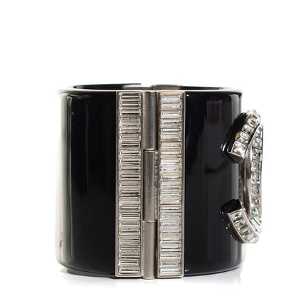 Chanel Resin Crystal Baguette CC Wide Cuff Black 4 of 7