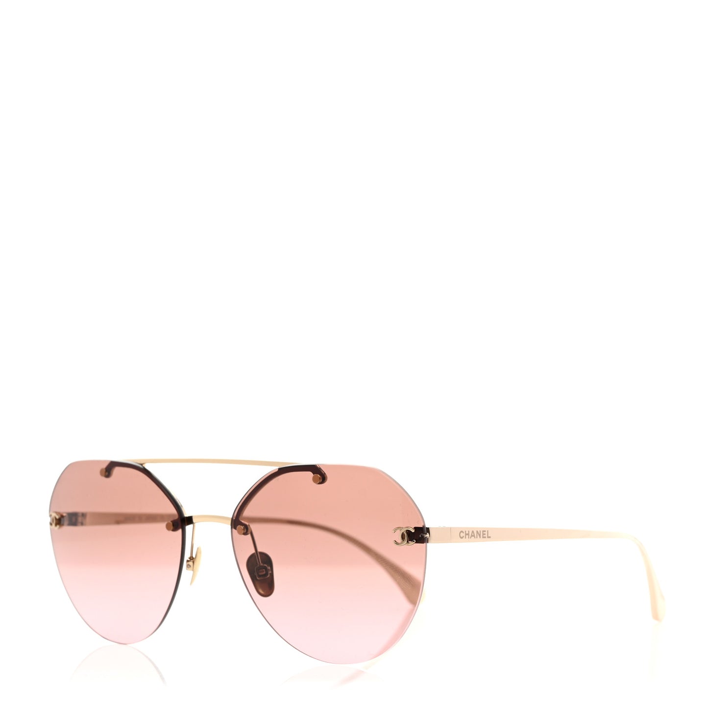 Titanium Polarized Rimless Square Sunglasses 4271-T Gold Violet