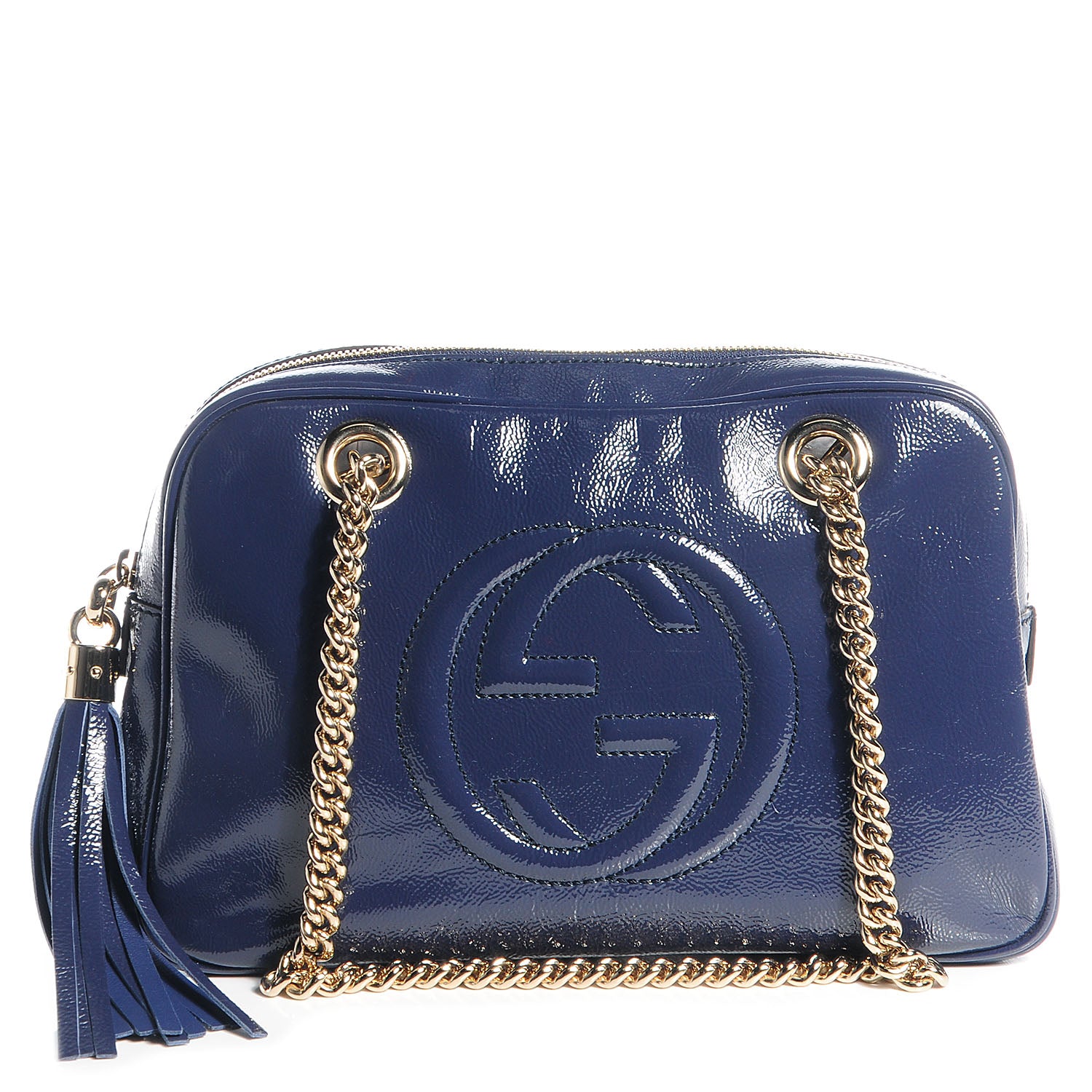 Gucci Soft Patent Small Soho Bowler Uniform Blue 1 of 7