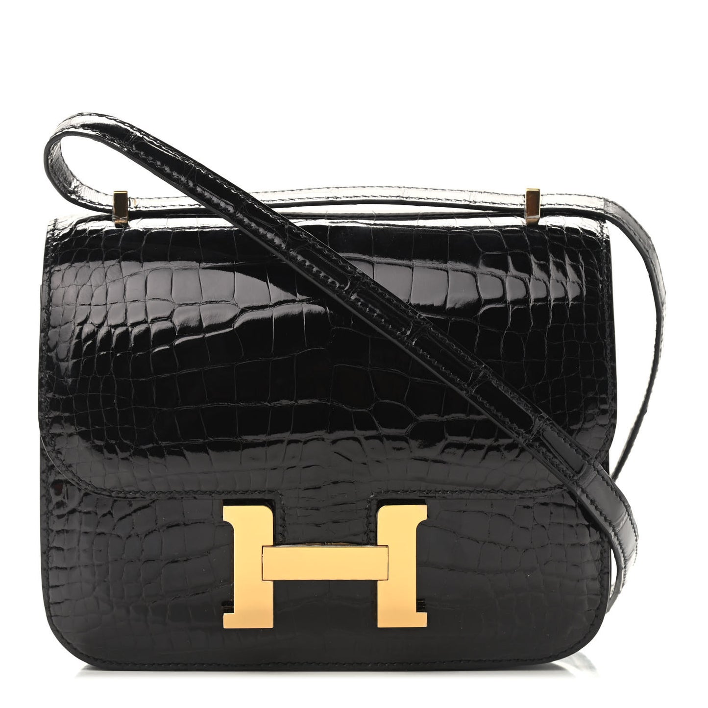 Shiny Alligator Constance 18 Black