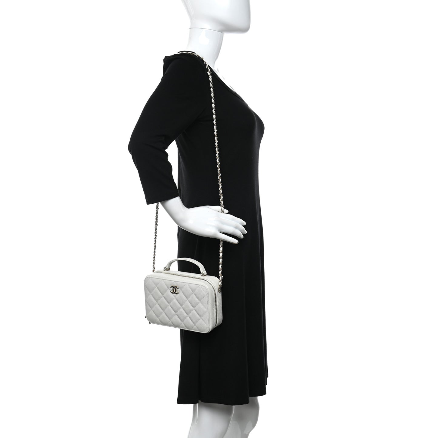 Caviar Quilted Vanity Case White