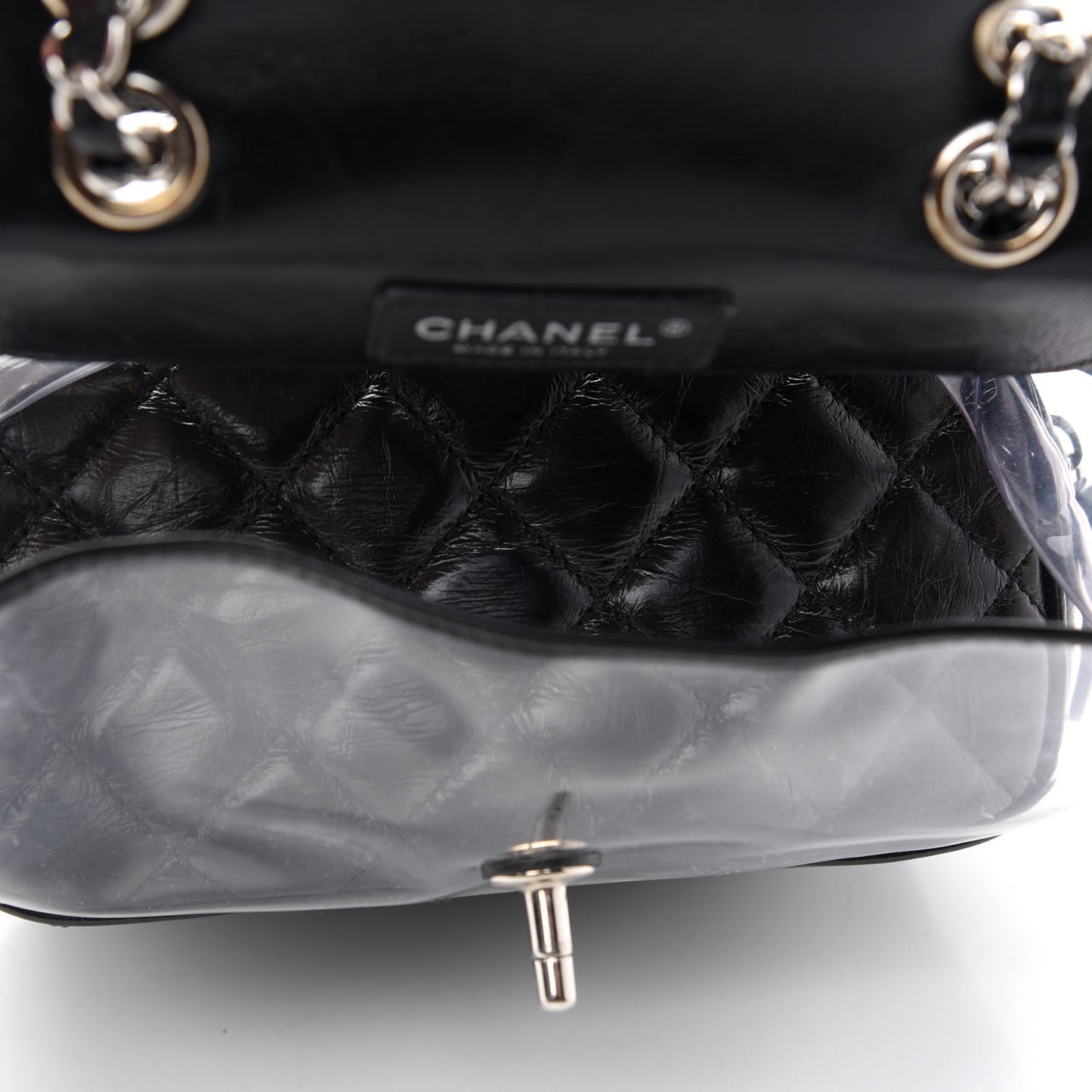 Crumpled Calfskin PVC Quilted Backpack Black