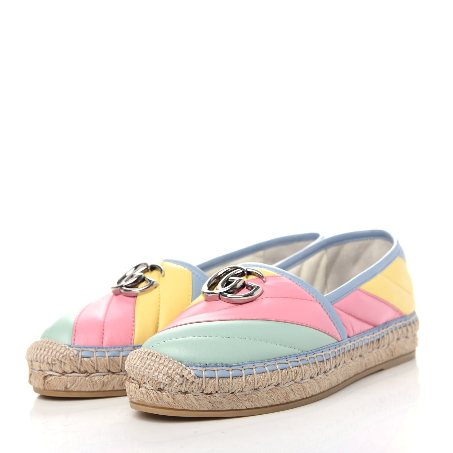 Gucci Nappa Matelasse Diagonal GG Marmont Espadrilles 36 Multicolor Pastel 3 of 12