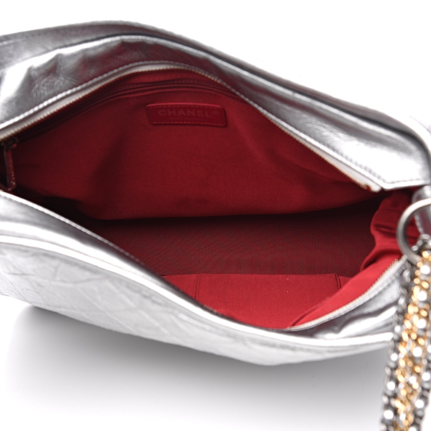 Chanel Metallic Lambskin Calfskin Quilted Large Gabrielle Hobo Silver 4 of 10