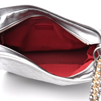 Chanel Metallic Lambskin Calfskin Quilted Large Gabrielle Hobo Silver 4 of 10