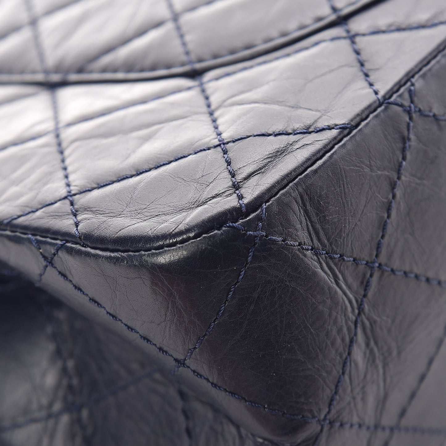 Aged Calfskin Quilted 2.55 Reissue 227 Flap Navy Blue