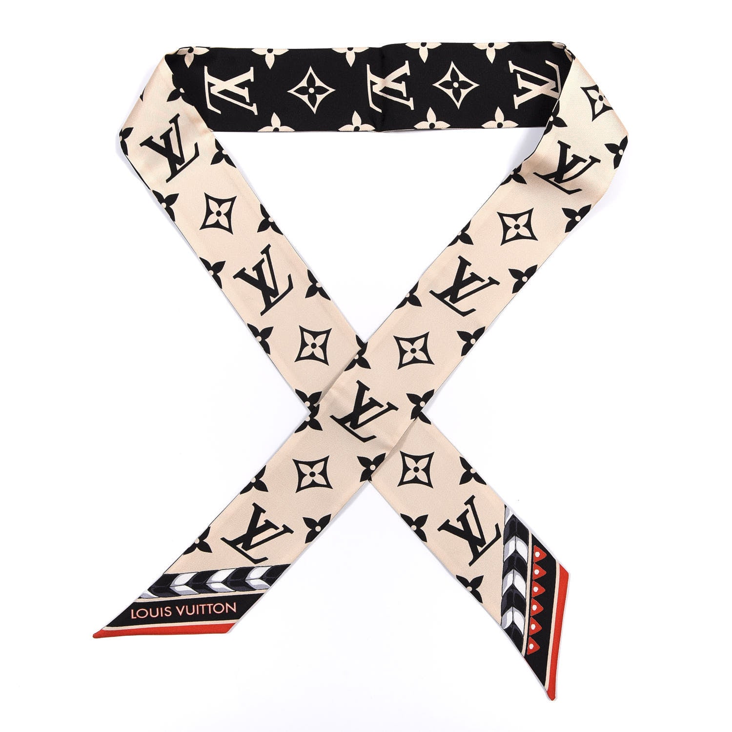 Louis Vuitton Silk Monogram LV Crafty Bi Color BB Bandeau Black Cream 1 of 3