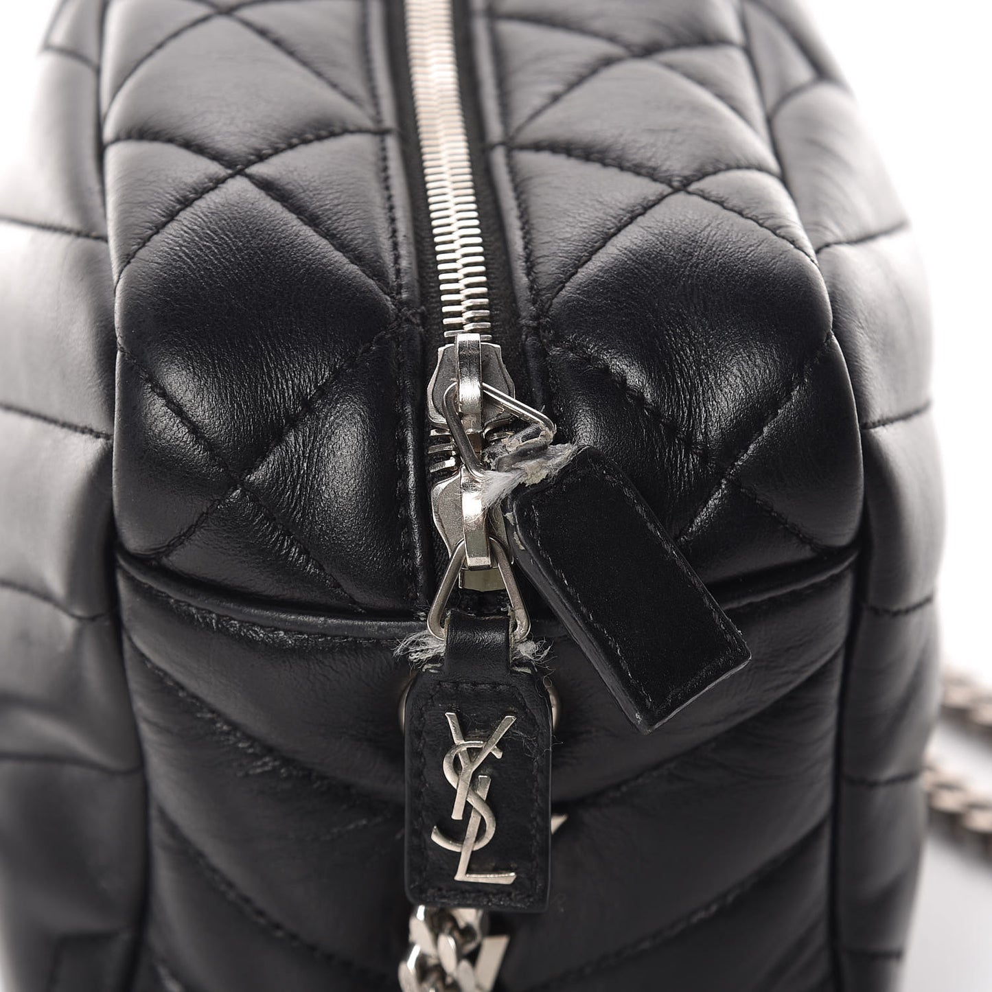 Calfskin Y Quilted Monogram Small Loulou Bowling Bag Black