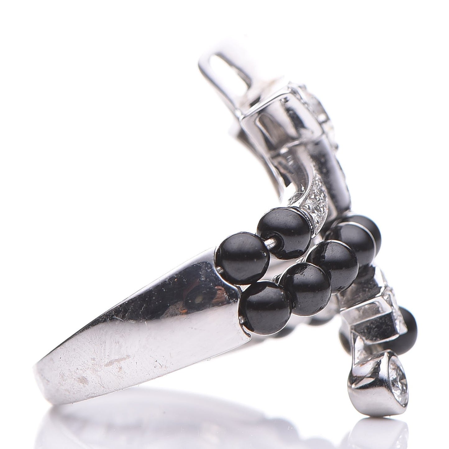 18K White Gold Diamond Black Spinel Comete Ring 52 6