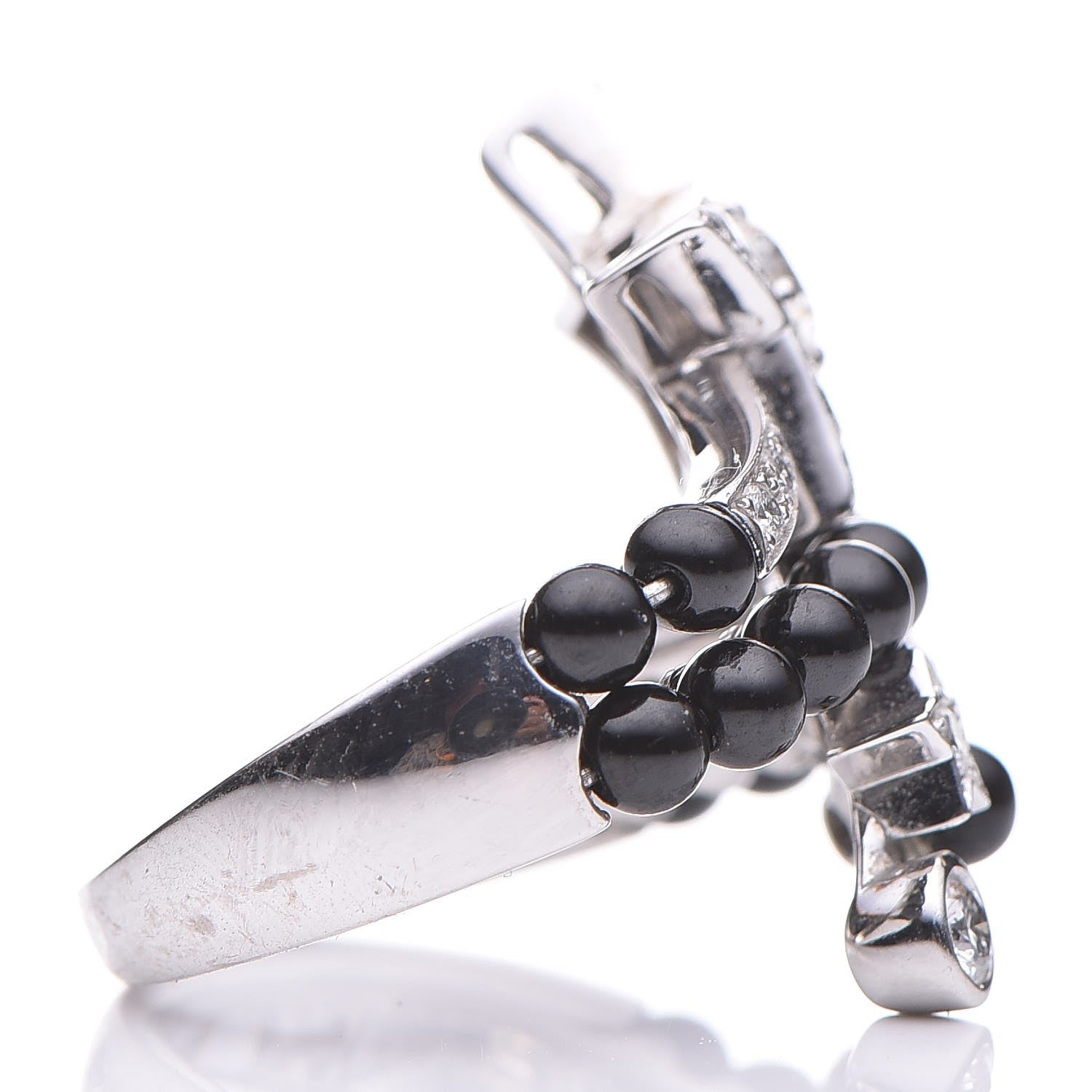 Chanel 18K White Gold Diamond Black Spinel Comete Ring 52 6 6 of 8