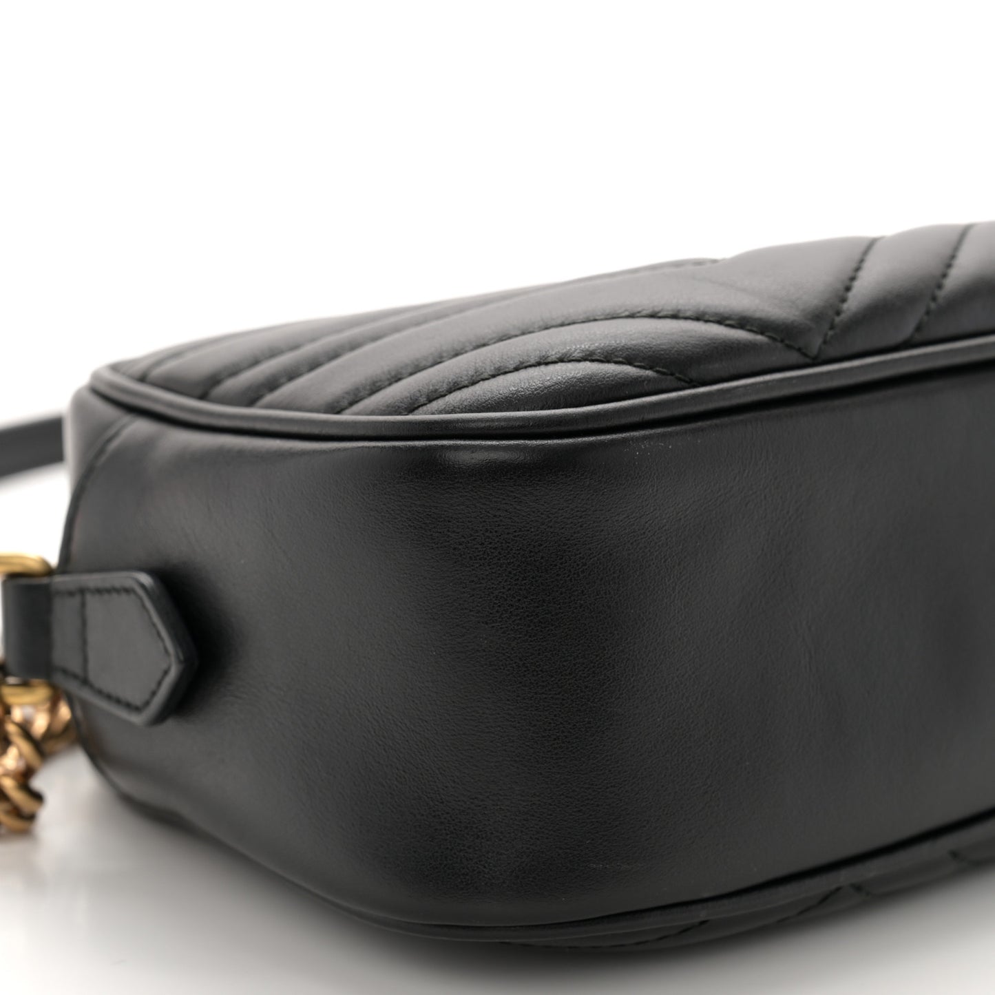 Calfskin Matelasse Small GG Marmont Chain Shoulder Bag Black