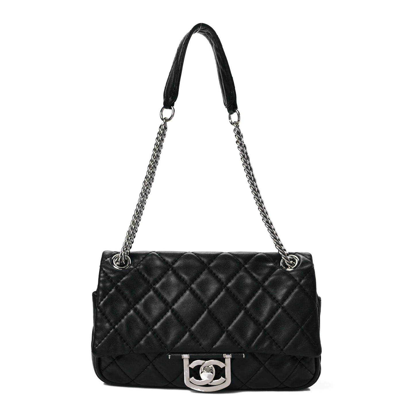 Lambskin Quilted Medium Icons Secret Label Flap Black
