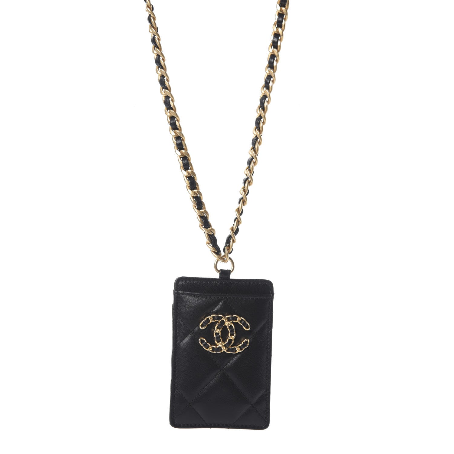 Chanel Goatskin Quilted 19 Card Holder On Chain Black 1 of 6