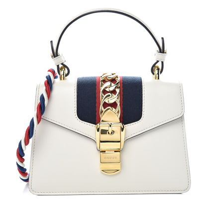 Gucci Calfskin Mini Sylvie Top Handle Bag White 4 of 13