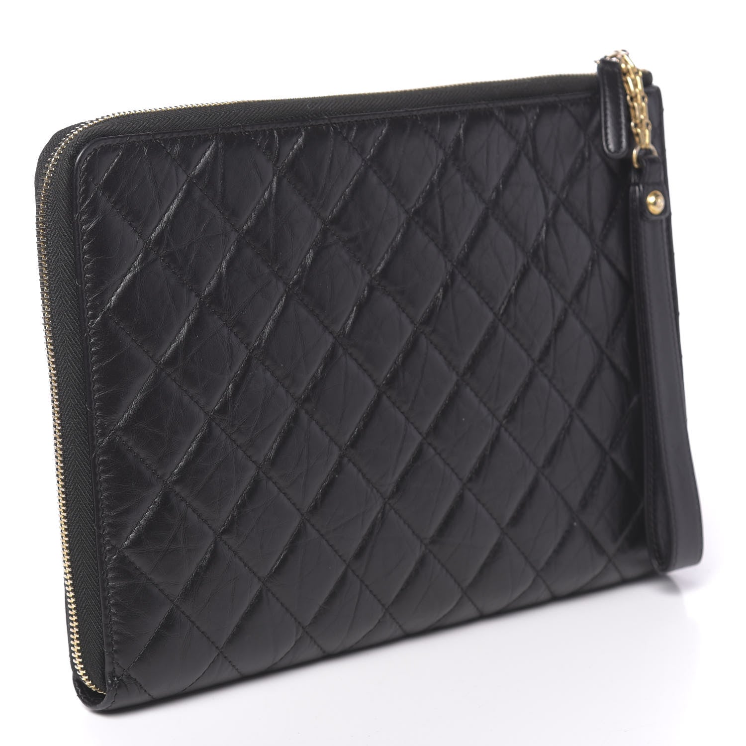 Chanel Aged Calfskin Quilted 2.55 Reissue Pouch With Handle Black 3 of 8