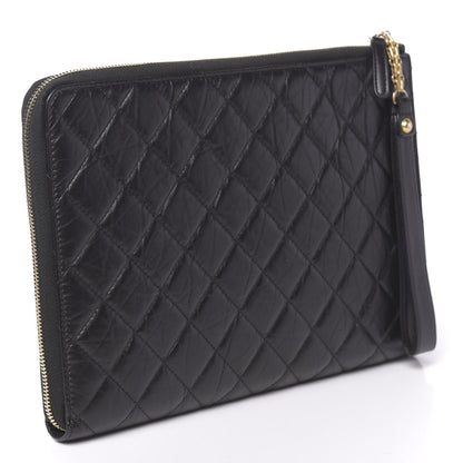 Chanel Aged Calfskin Quilted 2.55 Reissue Pouch With Handle Black 3 of 8