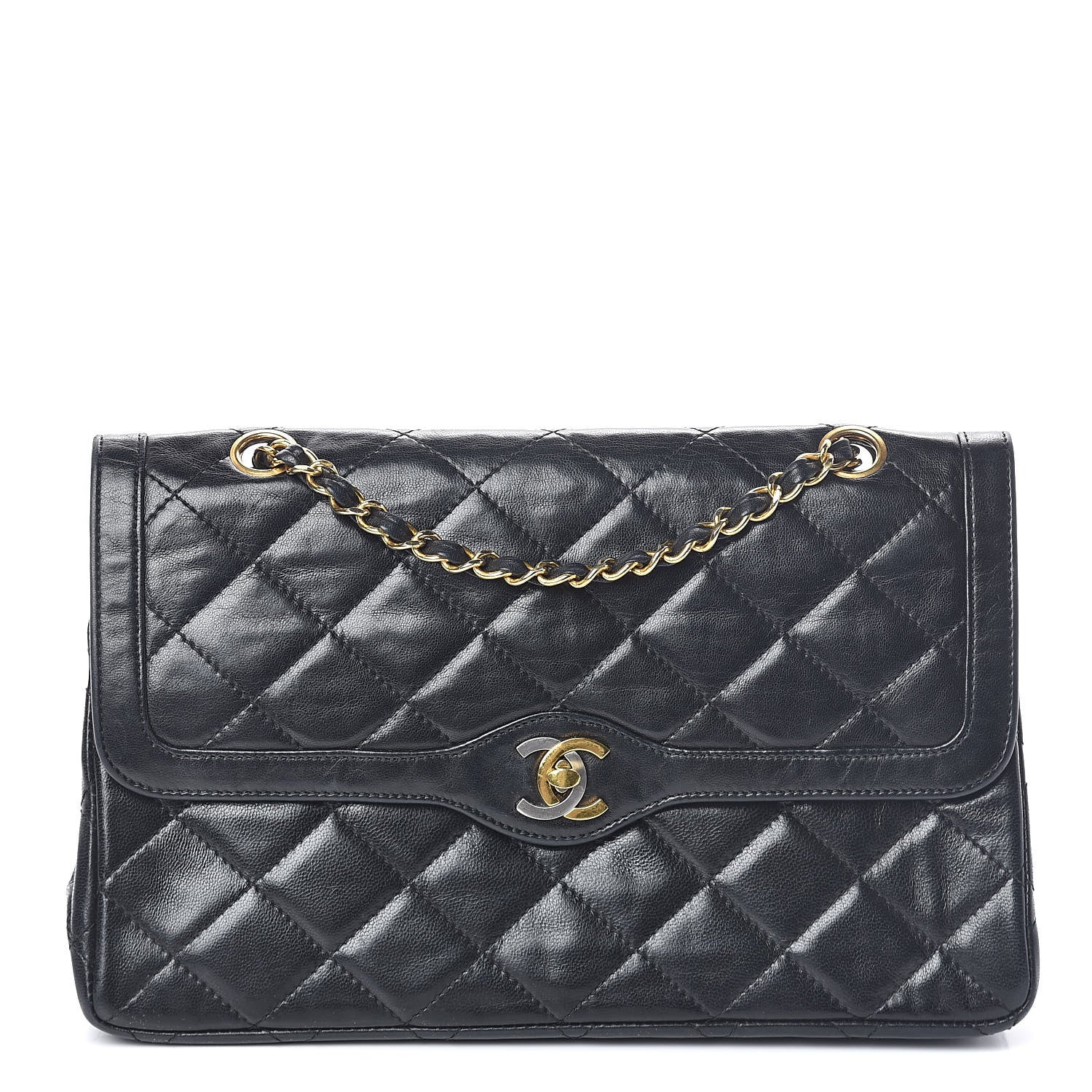 Chanel Lambskin Quilted Medium Double Flap Black 1 of 9