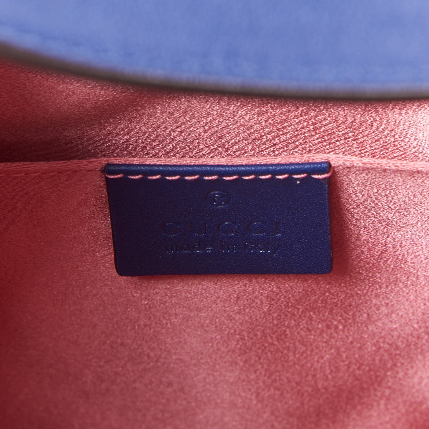 Gucci Velvet Matelasse GG Marmont Bucket Bag Cobalt Blue 9 of 9