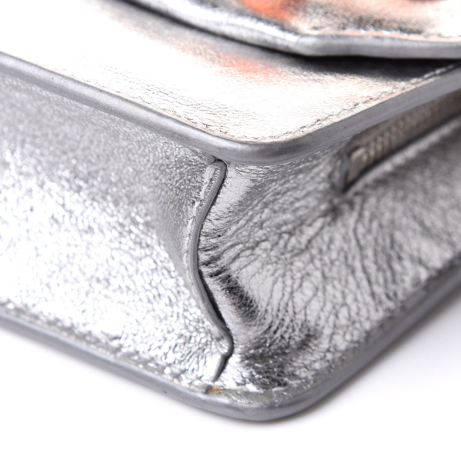 Miu Miu Metallic Embellished Crystal Shoulder Bag Silver 9 of 9