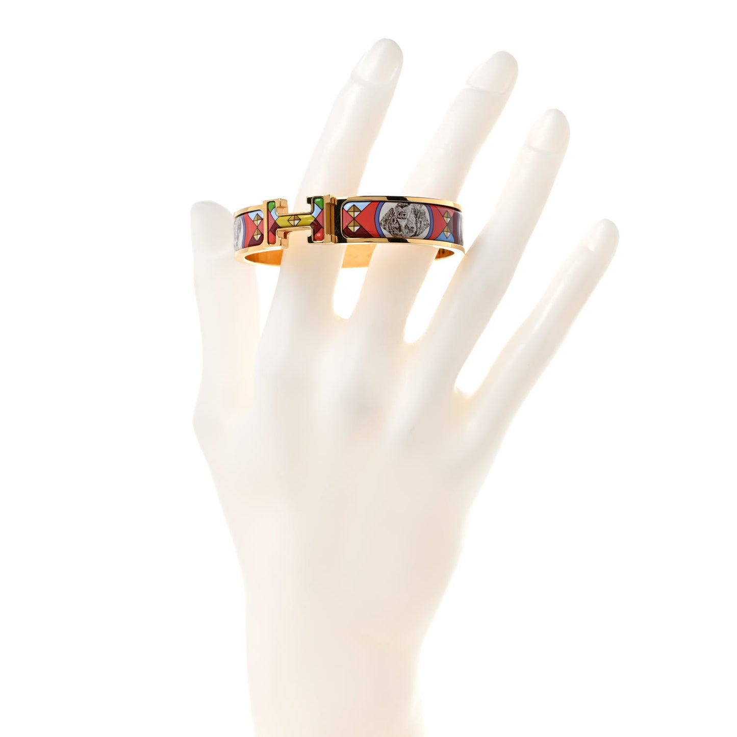 Enamel Printed Colliers et Chiens Narrow Clic Clac H Bracelet PM