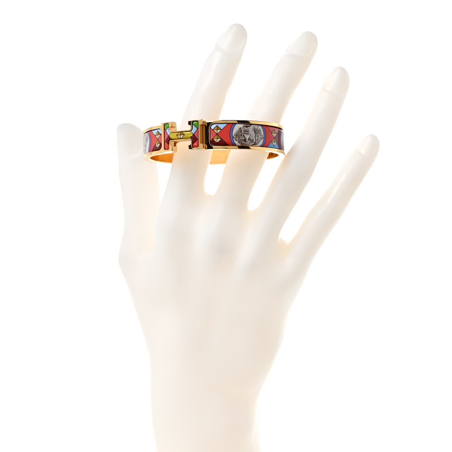 Hermes Enamel Printed Colliers et Chiens Narrow Clic Clac H Bracelet PM 2 of 6