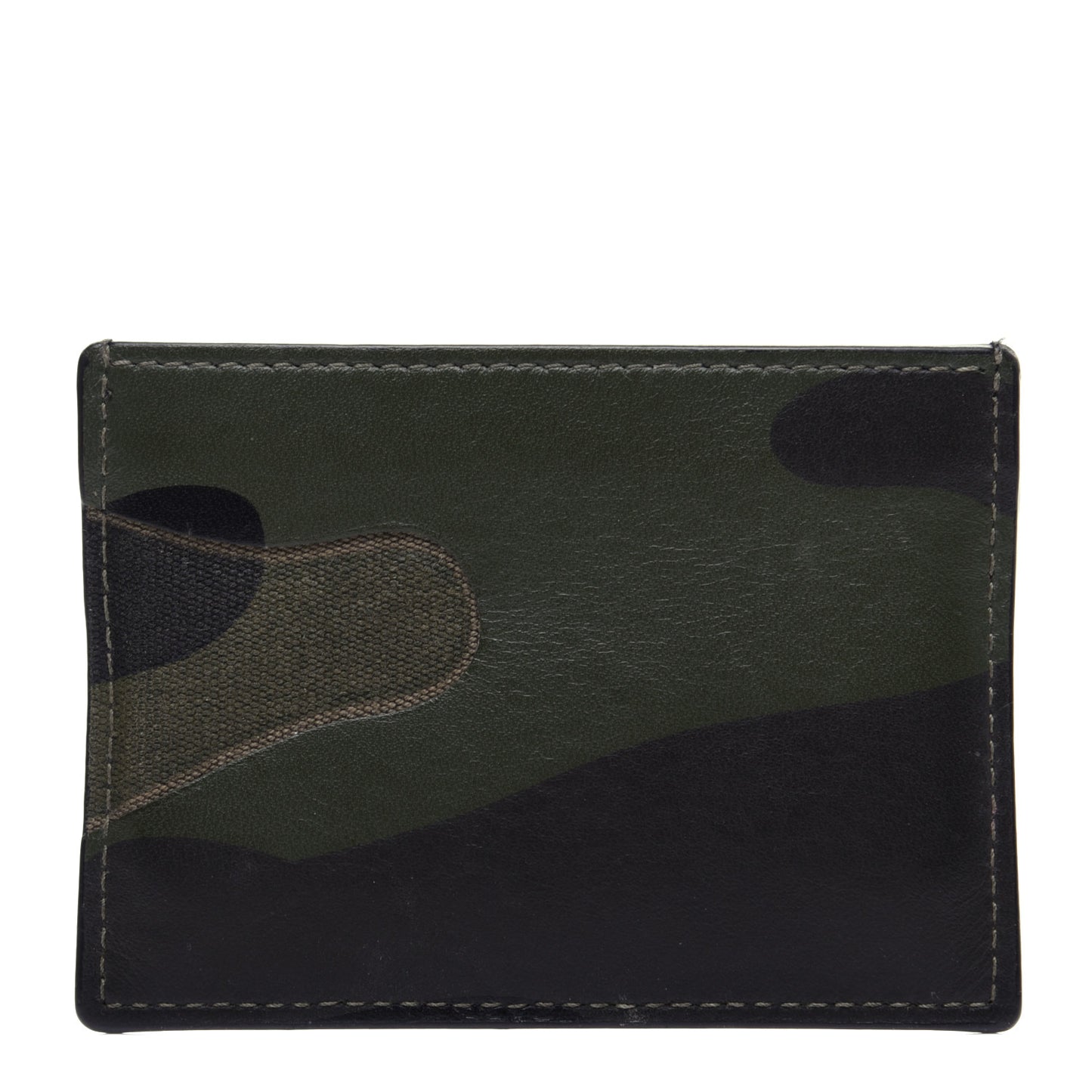 Nappa Canvas Camouflage Card Holder Green