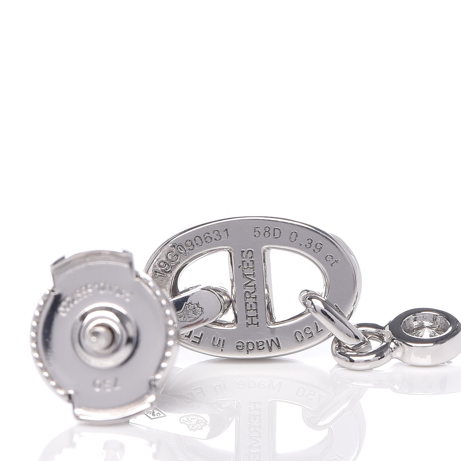 Hermes 18K White Gold Diamond PM Chaine D'Ancre Enchainee Earrings 4 of 6