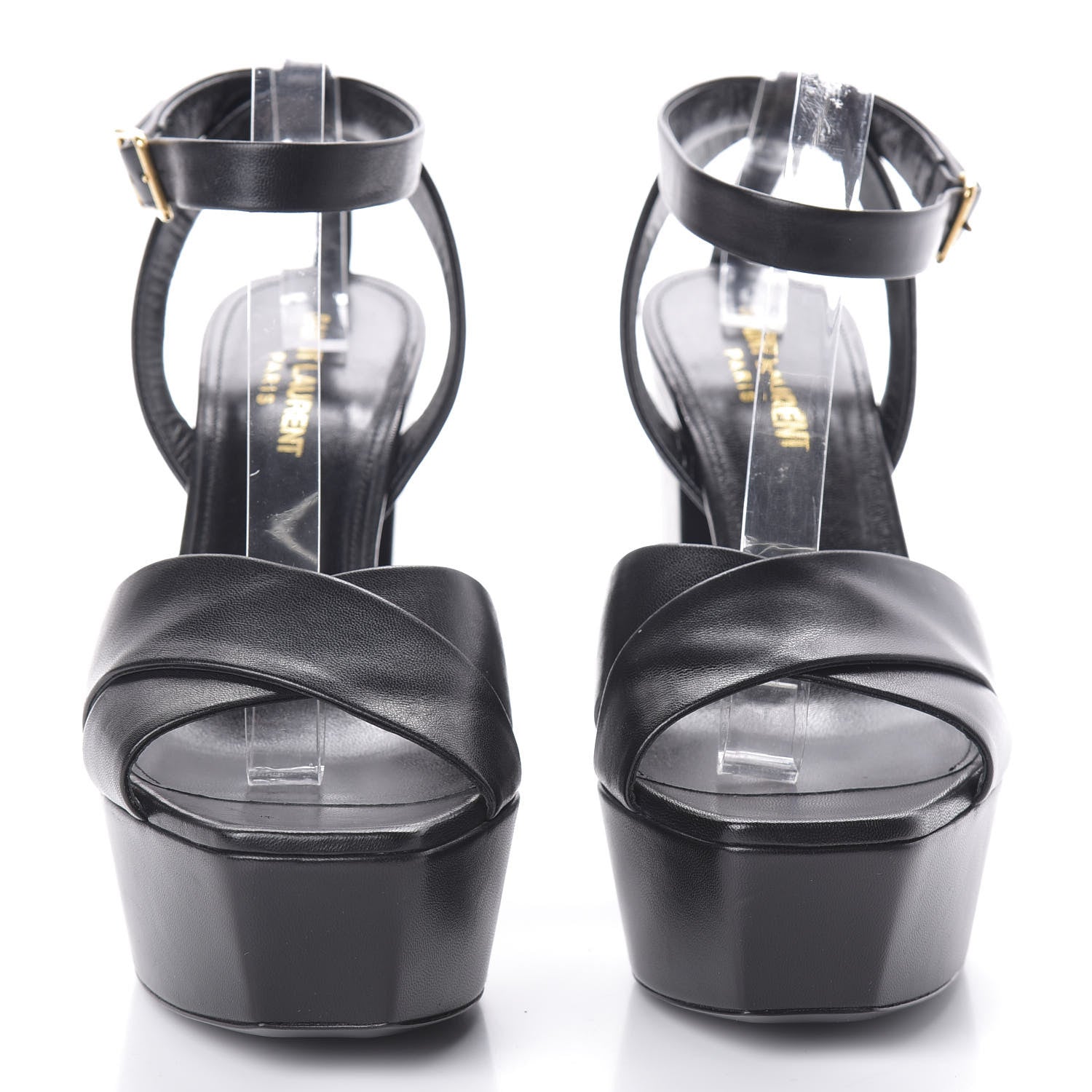 Saint Laurent Calfskin Farrah 80 Platform Sandals 38.5 Black 2 of 7