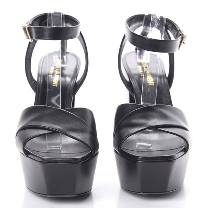 Saint Laurent Calfskin Farrah 80 Platform Sandals 38.5 Black 2 of 7