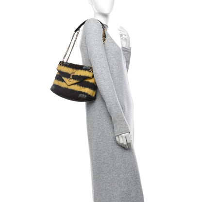 Saint Laurent Tie Dye Wool Quilted Small Loulou Puffer Monogram Chain Satchel Yellow Pacific Blue Dark Pecan 2 of 11