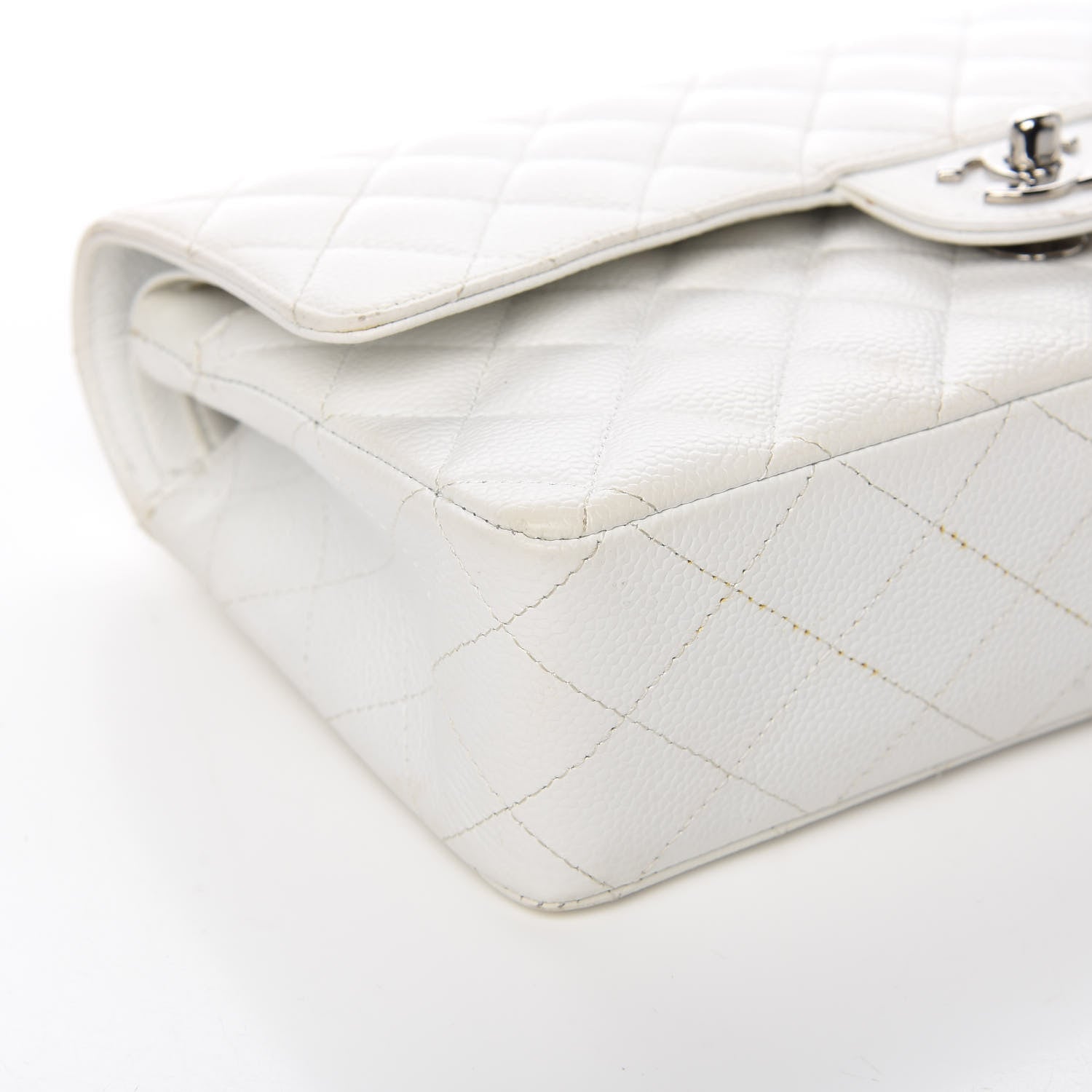 Chanel Caviar Quilted Medium Double Flap White 7 of 11