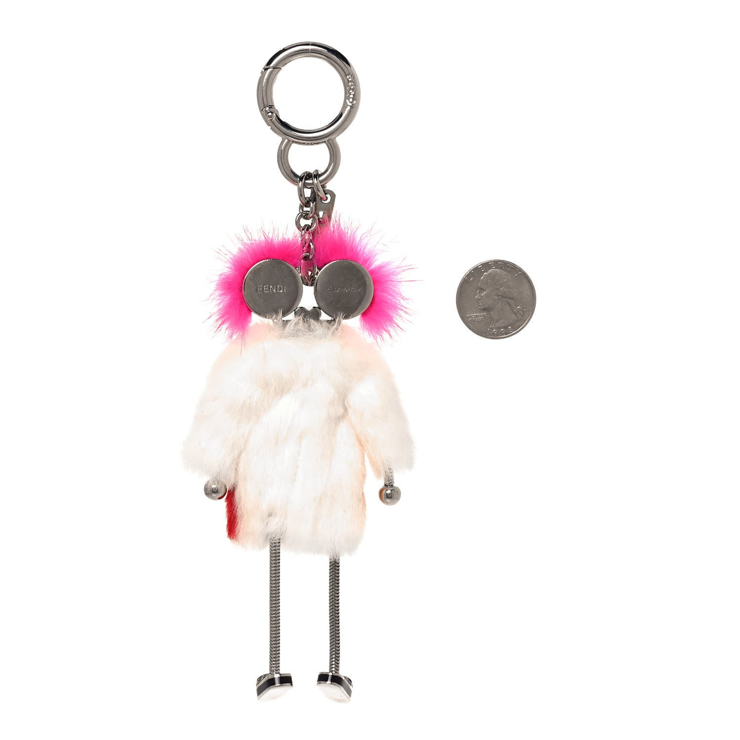 Calfskin Mink Fox Fur Witches Charm Pink Multicolor