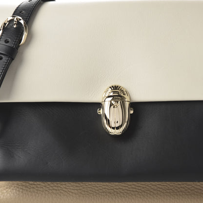 Christian Louboutin Calfskin Colorblock Khepira Shoulder Bag Beige Multicolor 9 of 9