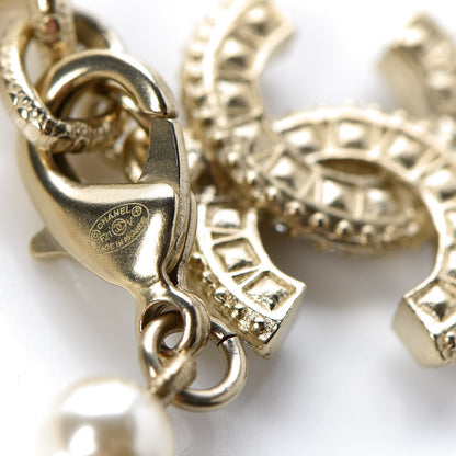 Chanel Graduated Pearl Crystal CC Bracelet Gold 4 of 5