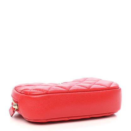 Chanel Caviar Quilted Small Curvy Pouch Cosmetic Case Red 4 of 8
