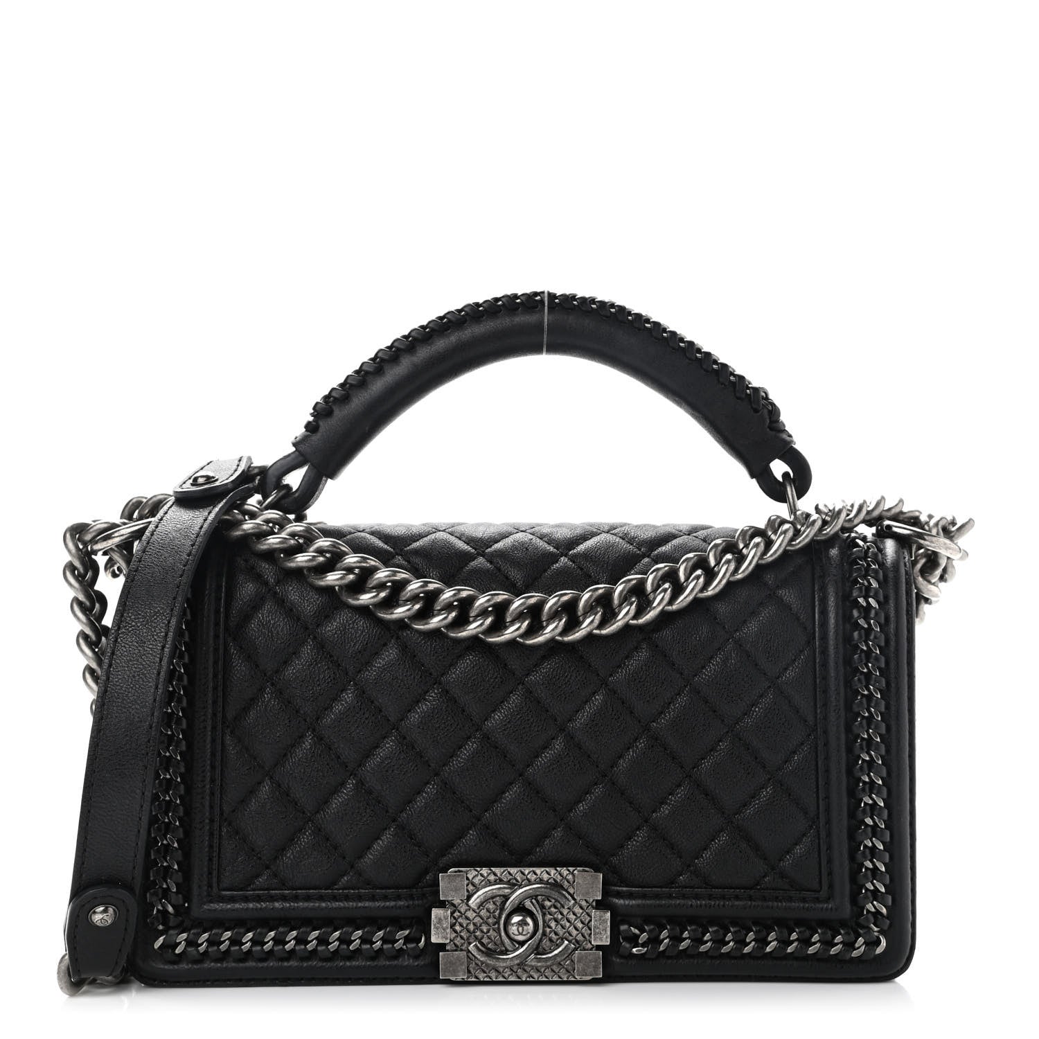 Chanel Goatskin Quilted Medium Boy Handle Flap Black 1 of 11