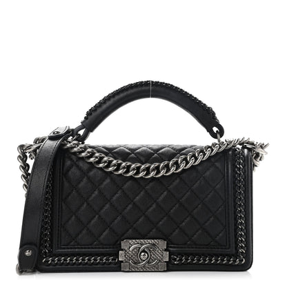 Chanel Goatskin Quilted Medium Boy Handle Flap Black 1 of 11