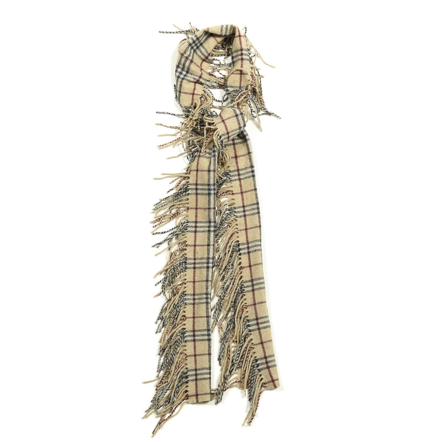 Lambswool Check Happy Fringe Scarf Camel