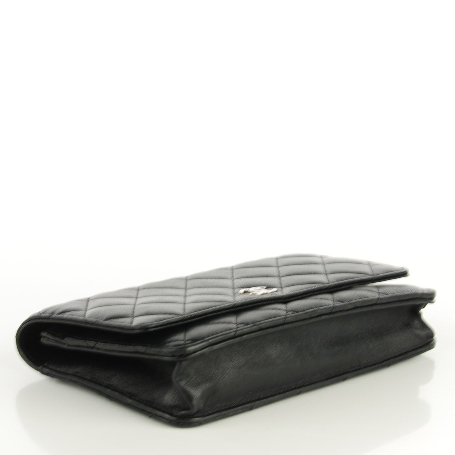 Lambskin Quilted Wallet On Chain WOC Black