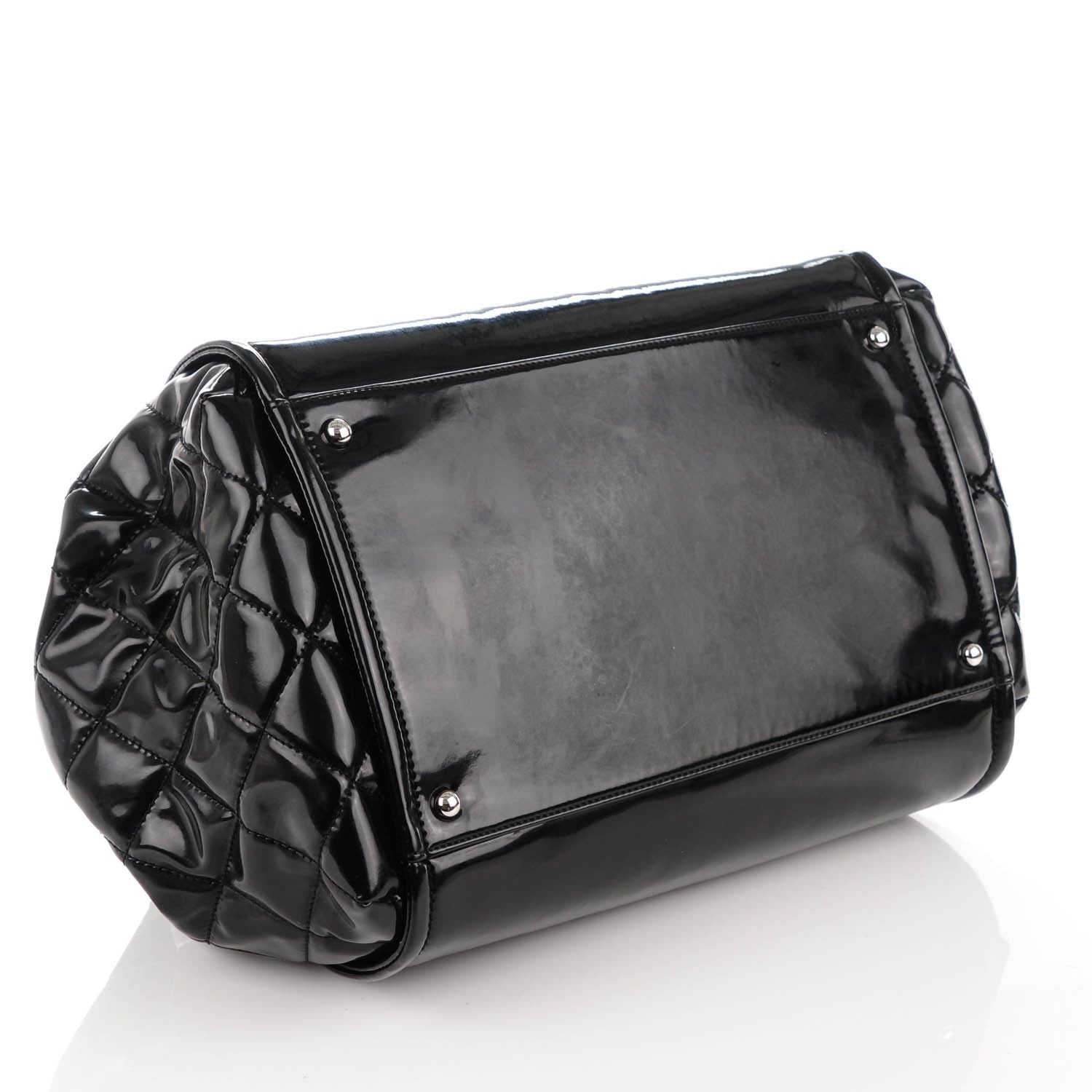 Chanel Vinyl Large Lipstick Ligne Accordion Tote Black 4 of 7