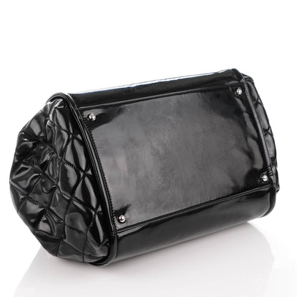 Chanel Vinyl Large Lipstick Ligne Accordion Tote Black 4 of 7