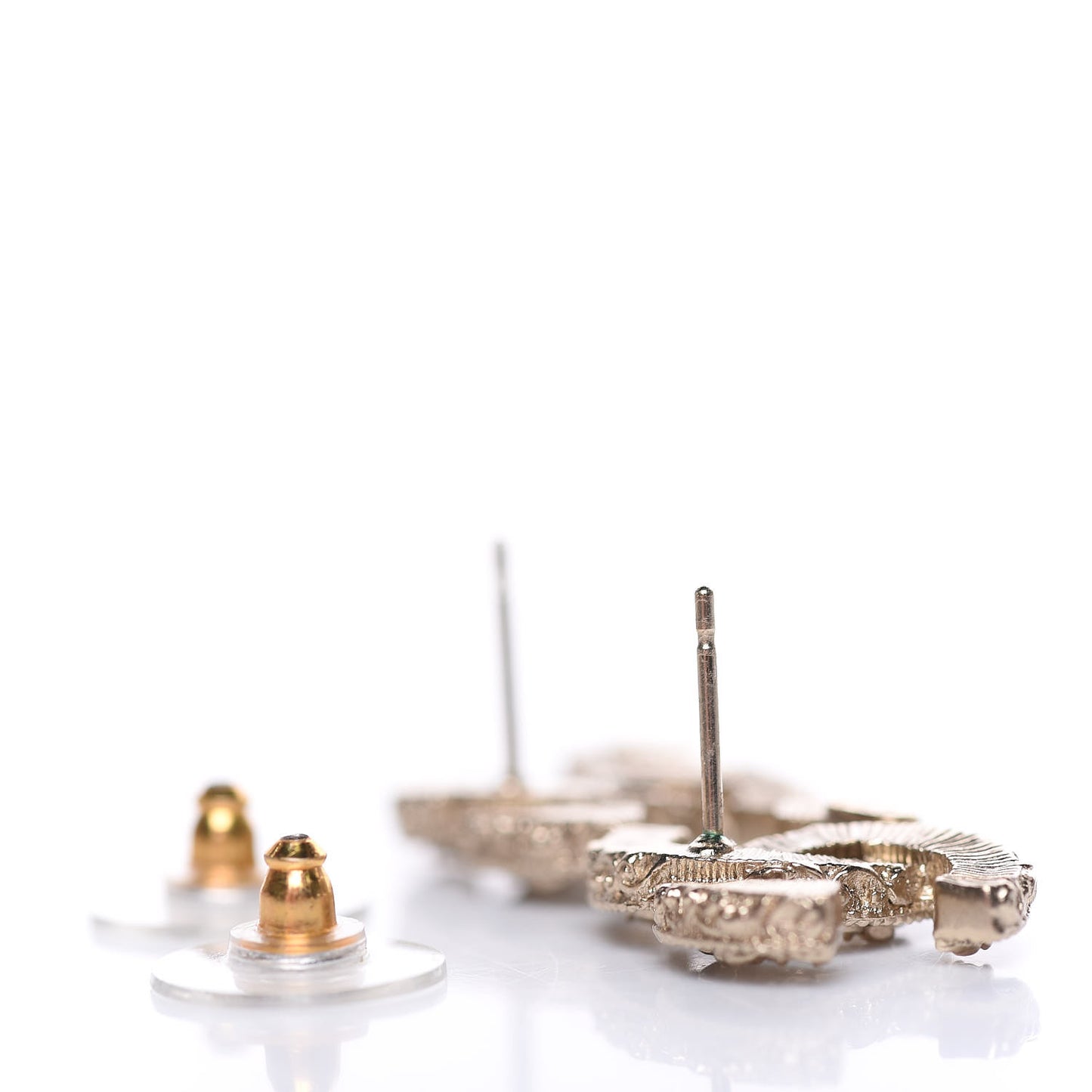 Enamel CC Baroque Earrings Black Gold