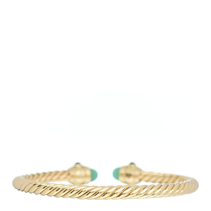 David Yurman 18K Yellow Gold Chrysoprase Peridot Chalcedony 5mm Renaissance Bracelet 3 of 4