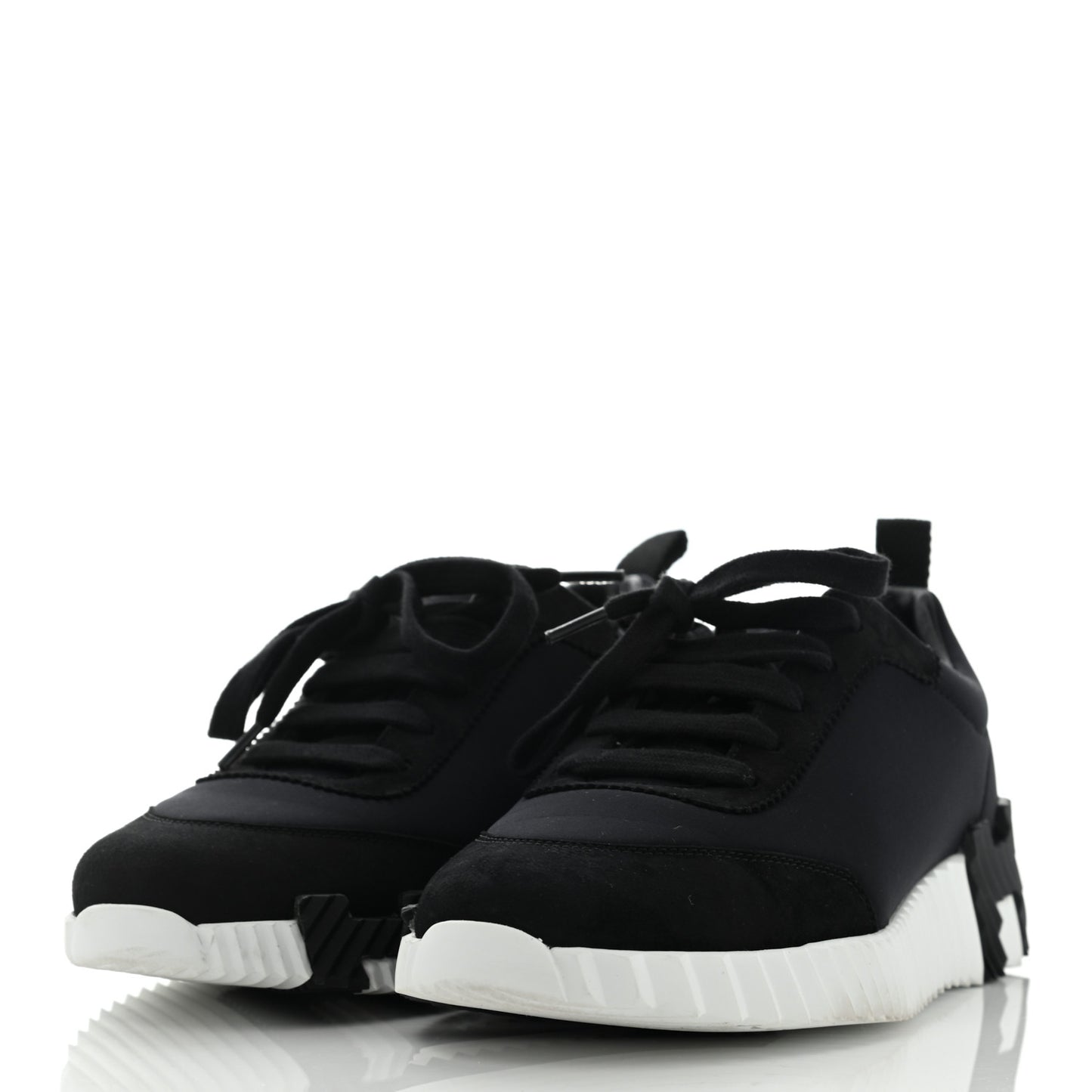 Technical Jersey Suede Goatskin Bouncing Sneakers 35.5 Black White