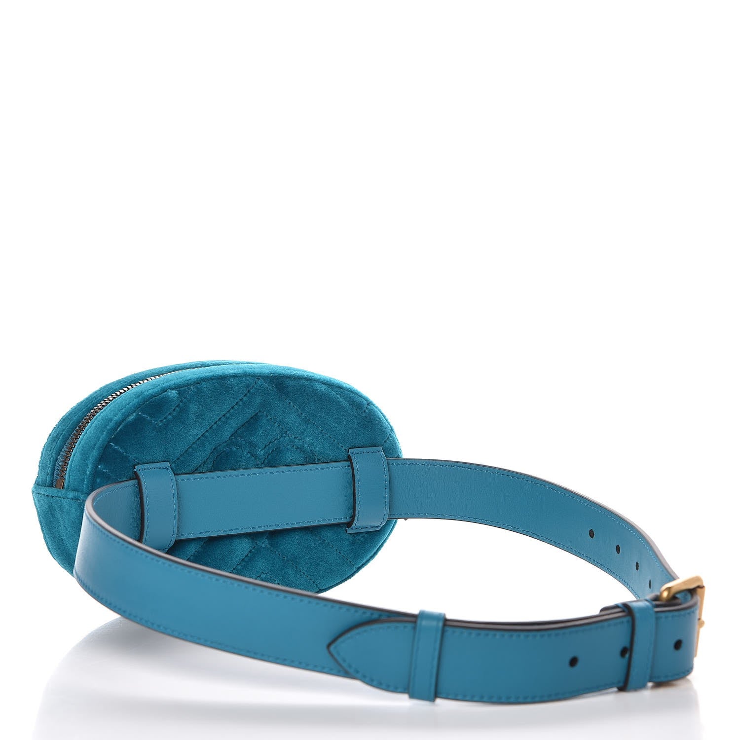 Gucci Velvet Matelasse GG Marmont Belt Bag 75 30 Pavone Cyan 2 of 10