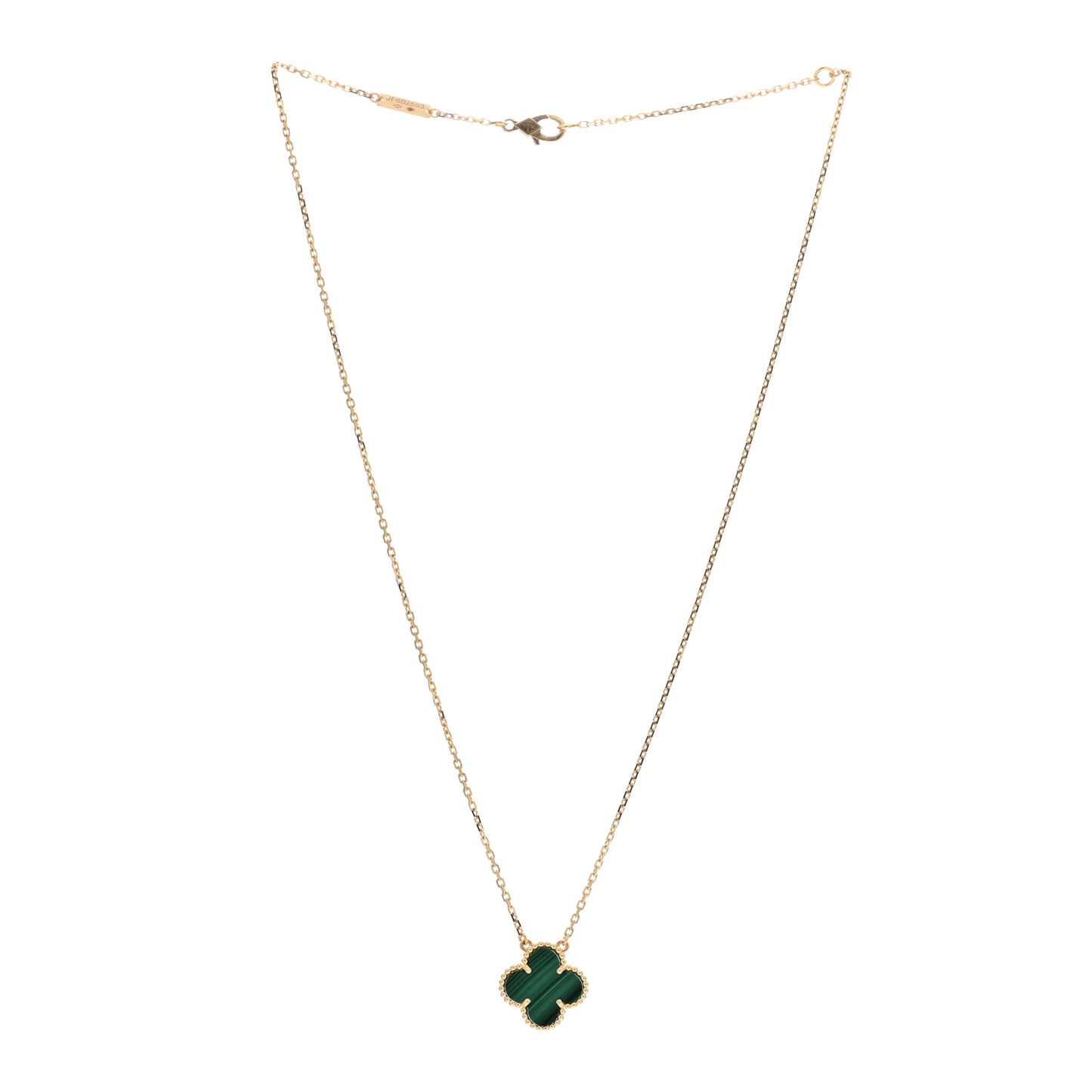 18K Yellow Gold Malachite Vintage Alhambra Pendant Necklace