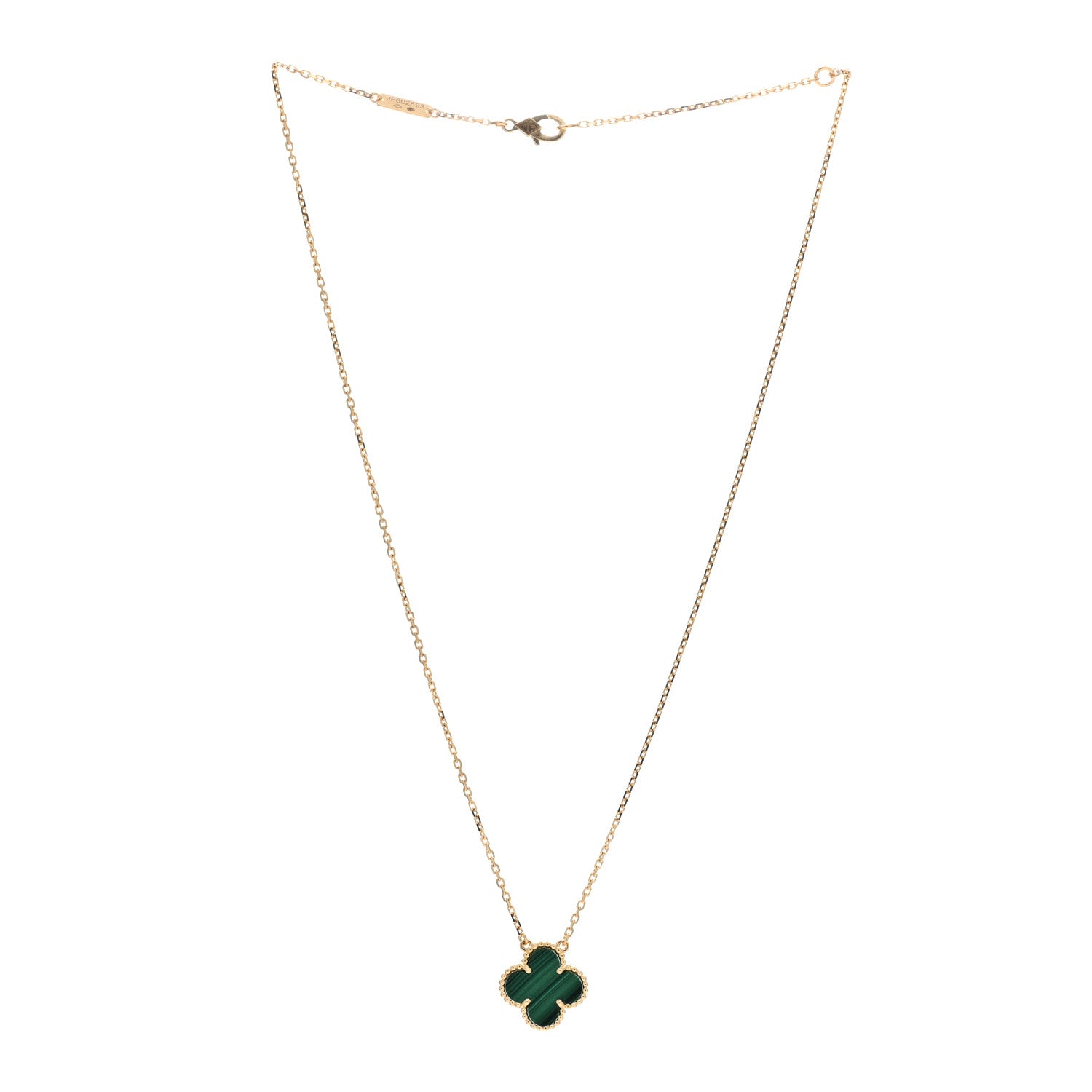 Van Cleef & Arpels 18K Yellow Gold Malachite Vintage Alhambra Pendant Necklace 4 of 5